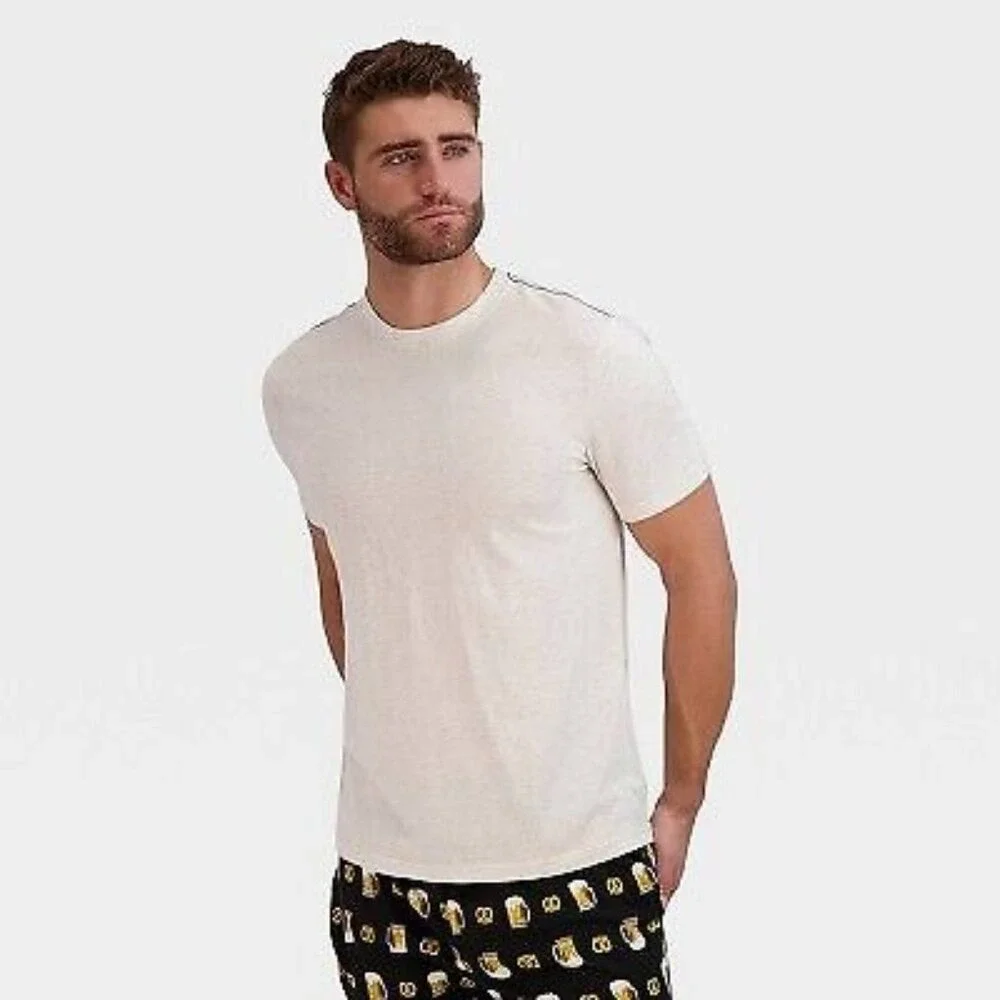 Hanes‎ Premium Black 2pc Pajama Set  With Beer And Pretzels Size Medium